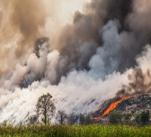 smoke, clouds, volcanic ash and fire results of an earthquake.